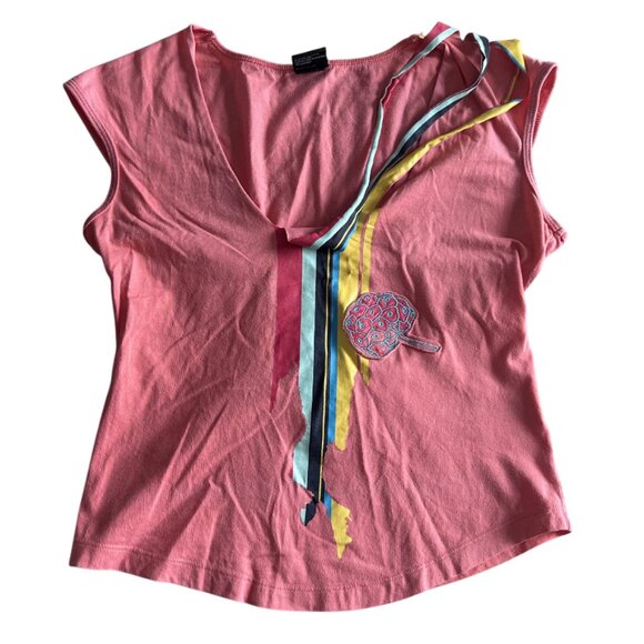 Vintage Y2K Diesel Peach Cap Sleeve Top ALT ASO Paige Matthews Charmed - Picture 2 of 7